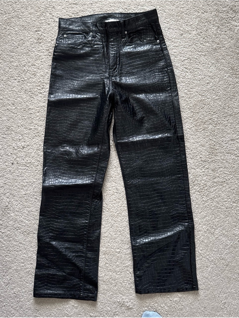 BDG Black Faux Croc Boot-Flare Pants